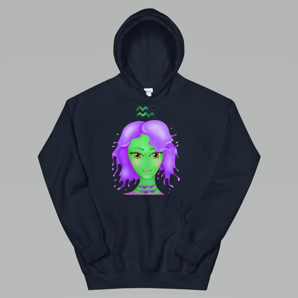 Athletic Casualwear Hoodie for Women- Aquarius Sun Sign. WickedYo.